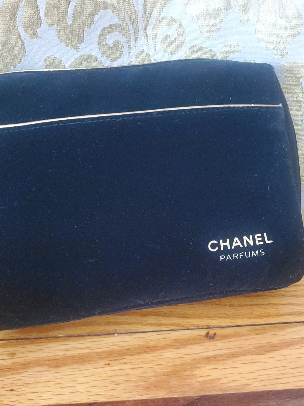 Channel Authentic Black Velvet Travel Pouch Bag